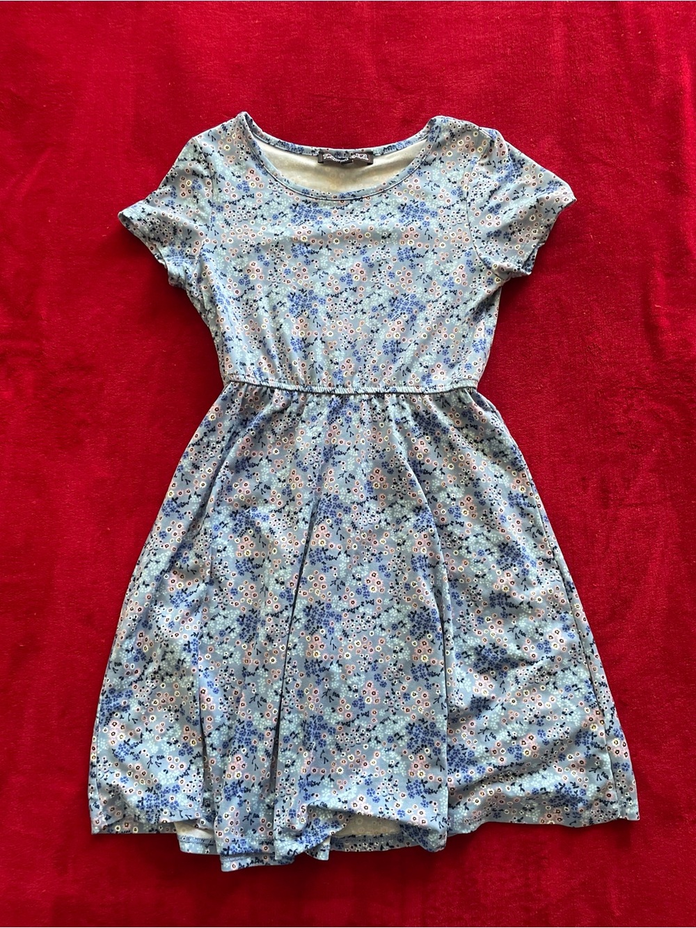 Trixxi Girl Girl's Short Sleeve Elastic Waist Floral Pullover Multicolor Dress M